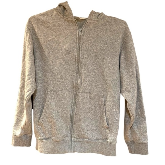 H&M Boys Heather Gray zip up Hoodie Size 20 or Boys XL hooded fleece line jacket - Picture 2 of 6